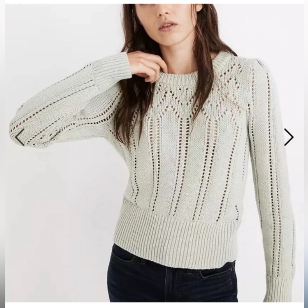 madewell sage green pointelle sweater nwt xs